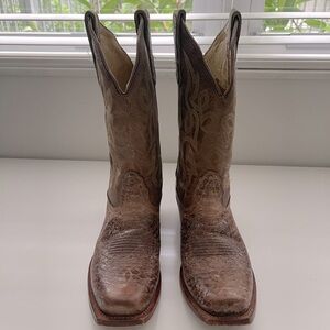 Nocona Brown Western Leather Cowboy Boots